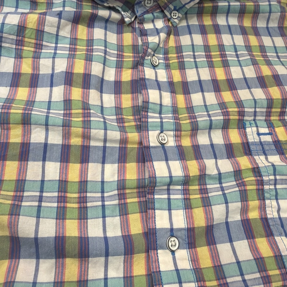 Nautica Men Shirt Large Plaid Linen Blend Button Up Short SleeveEaster 5xlt 512 - Picture 4 of 8